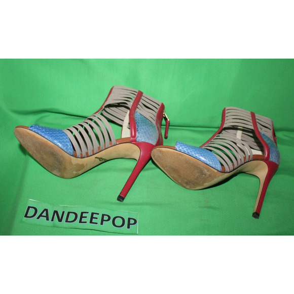 Brian Atwood Vero Cuoio Open Toe High Heel Sandals Multi Color Size Women's 6.5 - Picture 7 of 11